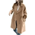 thumbnail image 1 of HTNBO Women's Trench Coat Long Double-Breasted Drawstring Classic Lapel Fall Fashion Overcoat Outerwear with Pockets, 1 of 2