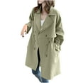 thumbnail image 1 of HTNBO Women's Trench Coat Long Double-Breasted Drawstring Classic Lapel Fall Fashion Overcoat Outerwear with Pockets, 1 of 2