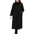 thumbnail image 1 of HTNBO Women's Trench Coats, Long Retro Single Breasted Winter Outwear Classic Lapel Overcoat Solid Outerwear, 1 of 5