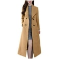 thumbnail image 1 of HTNBO Women's Trench Coats Warm Wool Winter Coats Long Overcoat Lapel Coat Single Breasted Work Office Outerwear, 1 of 7