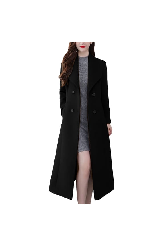 Women's Trench Coats Warm Wool Winter Coats Long Overcoat Lapel Coat Single Breasted Work Office Outerwear
