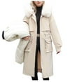 thumbnail image 1 of HTNBO Women's Winter Coats Detachable Cotton Padded Lined Parka Jacket Faux Fur Hooded Long Winter Warm Outwear, 1 of 7