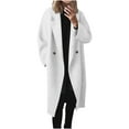 thumbnail image 1 of HTNBO Women's Winter Double Breasted Wool Coat Long Sleeve Notch Lapel Long Trench Coat, 1 of 6