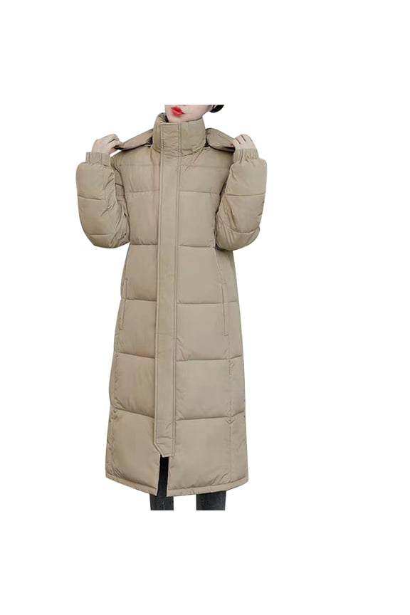 Women's Winter Long Puffer Coats Hooded Zip Up Casual Thickened Down Jackets Trendy Warm Clothes Outerwear