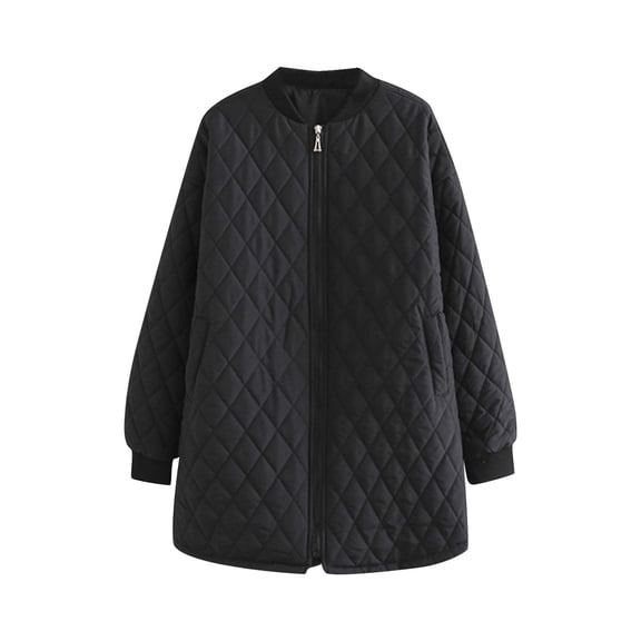 HTNBO Women's Winter Quilted Jackets Long Sleeve Button Down Diamond Puffer Jacket Outerwear Coats with Pockets