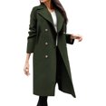 thumbnail image 1 of HTNBO Women's Wool Blend Trench Winter Jackets Mid Long Warm Pea Coats Dressy Casual Double Breasted Overcoat with Pockets, 1 of 6