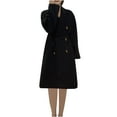 thumbnail image 1 of HTNBO Women's Wool Pea Coats Winter Thick Overcoat Knee-Length Waisted Wrap Coat Trendy Outwear Trench Coat with Pockets, 1 of 5