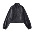 thumbnail image 1 of HTNBO Women's Zipper Jacket Long Sleeve Half High Collar Drawstring Hem Lightweight Sporty Coat, 1 of 3