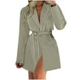 thumbnail image 1 of HTNBO Womens Blazer Dress Casual Elegant Long Sleeve Lapel Formal Work Office Long Suit Strappy Belt Coat Jackets, 1 of 5