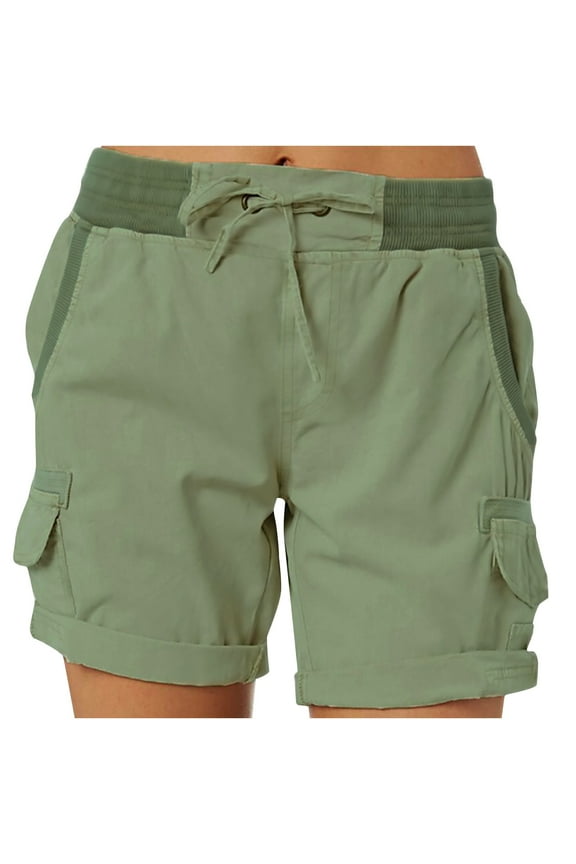 Womens Cargo Shorts with Pockets -Casual Summer Short with Drawstring