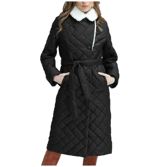 HTNBO Womens Casual Winter Quilted Jackets Lightweight Zip Up Long Sleeve Winter Warm Outerwear Coats