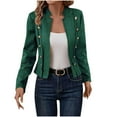 thumbnail image 1 of HTNBO Womens Cropped Jacket Fall Casual Long Sleeve Suede Blazer Lightweight Button Down Work Office Outwear, 1 of 7