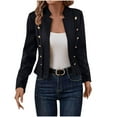 thumbnail image 1 of HTNBO Womens Cropped Jacket Fall Casual Long Sleeve Suede Blazer Lightweight Button Down Work Office Outwear, 1 of 7