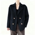 thumbnail image 1 of HTNBO Womens Fall Winter Casual Business Wool Blend Coat Loose Double Breasted Dressy Blazer Pea Coat, 1 of 7