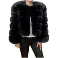 thumbnail image 1 of HTNBO Womens Faux Fur Coat Jacket Long Sleeve Shaggy Jacket Hooded Warm Winter Coat Fuzzy Crop Tops Zipper Outwear, 1 of 4