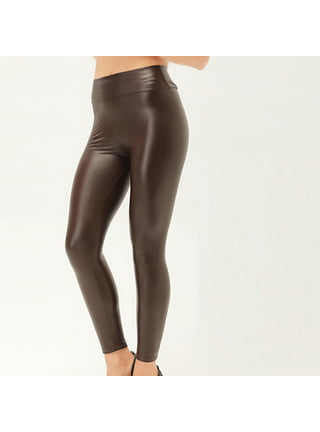 Melody Black Leather Look Pants Petite Faux Leather Leggings Butt Lift  Panties Thick Compression Leggings Peach Hip Pants
