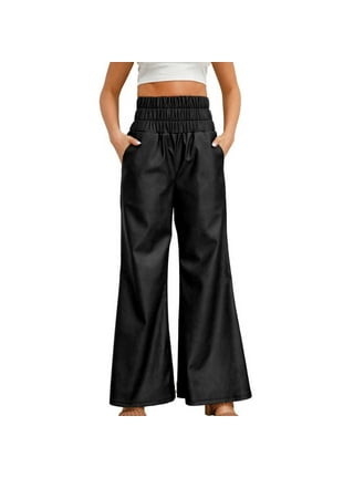 Trousers, Petite Faux Leather High Waist Straight Leg Trouser