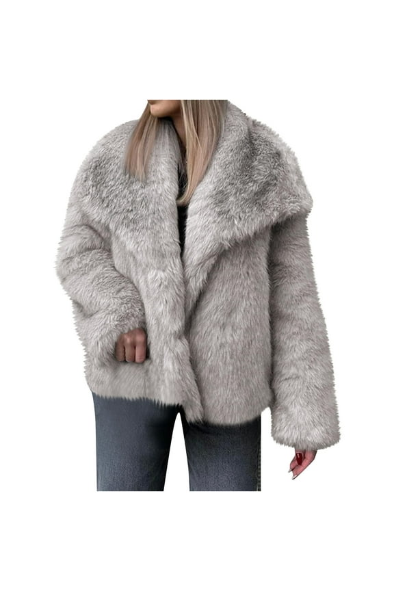Womens Fuzzy Faux-Fur Coat Winter Jackets Warm Coat Fashion Parka Anorak Outerwear Overcoat