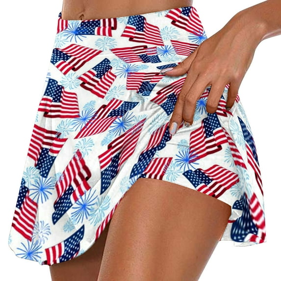 HTNBO Womens Ladies Skorts Skirts for Summer Workout Stretchy Elastic Waist Gradient Tennis Golf Yoga Short