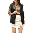 thumbnail image 1 of HTNBO Womens Leather Vest Casual Solid Color Loose Open Front Cardigan Jacket Trendy Versatile Sleeveless Coat, 1 of 6