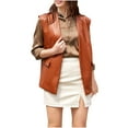thumbnail image 1 of HTNBO Womens Leather Vest Casual Solid Color Loose Open Front Cardigan Jacket Trendy Versatile Sleeveless Coat, 1 of 7