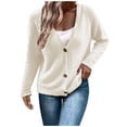 thumbnail image 1 of HTNBO Womens Oversized Cute Fluffy Lightweight Cardigans Fall Ribbed Knit V Neck Button Long Sleeve Sweater Cardigan, 1 of 7