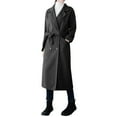 thumbnail image 1 of HTNBO Womens Oversized Long Trench Coat Double Breasted Notch Lapel Wool Blend Coats Windproof Jackets Overcoat with Belt, 1 of 7