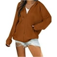 thumbnail image 1 of HTNBO Womens Oversized Zip Up Hoodie Jacket Baggy Loose Basic Zipper Hooded Sweatshirt Coat, 1 of 5