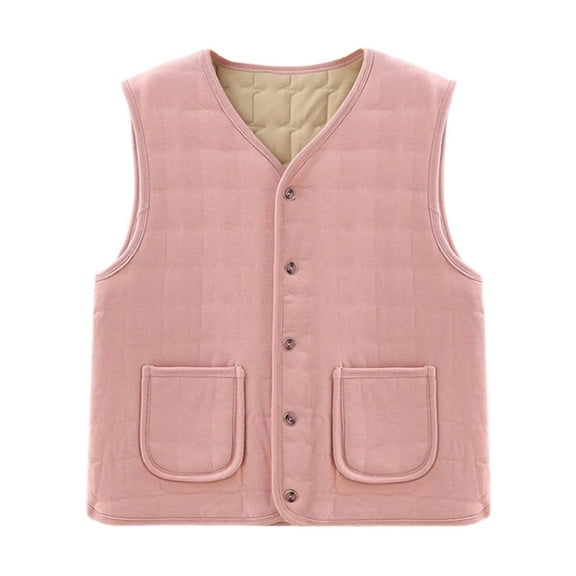 HTNBO Womens Quilted Puffer Vest V-Neck Button Down Winter Lightweight Padded Gilet Outerwear Sleeveless Fall Jacket