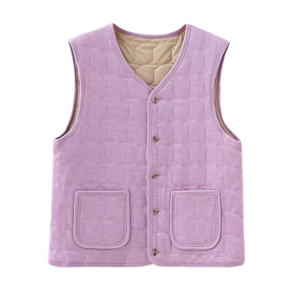 HTNBO Womens Quilted Puffer Vest V-Neck Button Down Winter Lightweight Padded Gilet Outerwear Sleeveless Fall Jacket