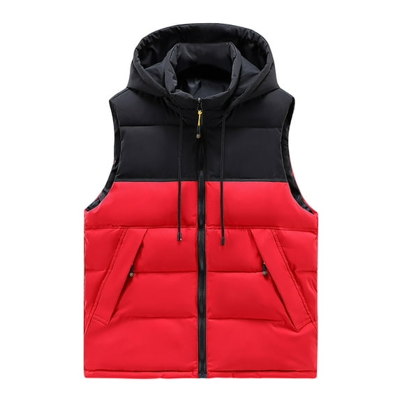HTNBO Womens Quilted Vest Winter Sleeveless Puffer Jackets Outerwear Color Block Gilet Hooded Padded Waistcoat