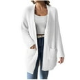 thumbnail image 1 of HTNBO Womens Ribbed Knit Casual Open Front Cardigans Long Sleeve Sweater with Pocket Fuzzy Fleece Outerwear, 1 of 6
