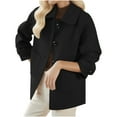 thumbnail image 1 of HTNBO Womens Single Breasted Wool Jackets Casual Classic Fit Pea Coat Outwear with Pockets, 1 of 6