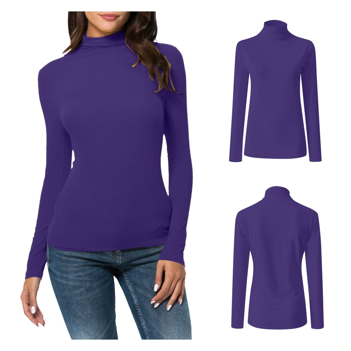 Women Winter Pure COlor Half-Turtleneck Blouse