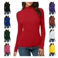thumbnail image 1 of HTNBO Womens Turtle Neck Blouse Casual Winter Fall Spring Long Sleeve Tunic Tops Juniors Turtleneck Solid Slim Fit Shirts, 1 of 5