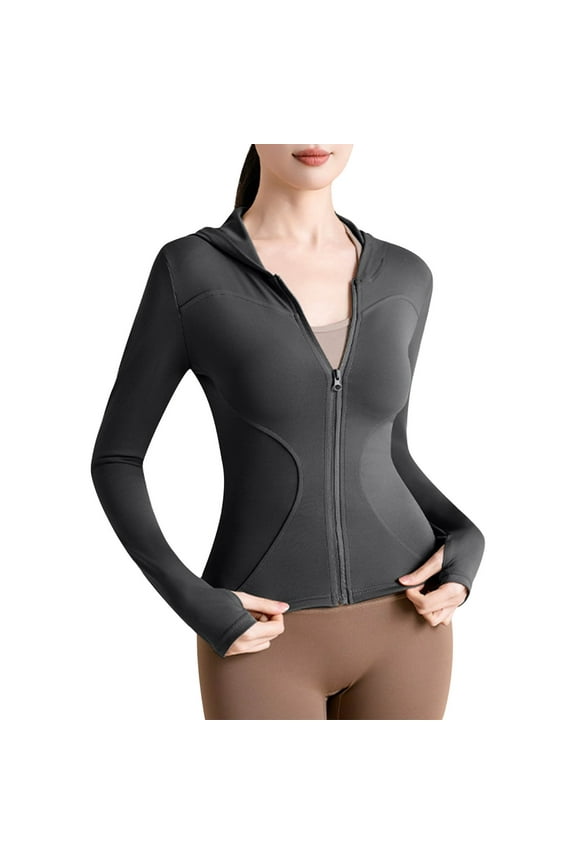 Womens UPF 50+ Sun Protection Active Full Zip Crop Top Jacket Slim Fit Lightweight Outdoor Hiking Sun Shirt