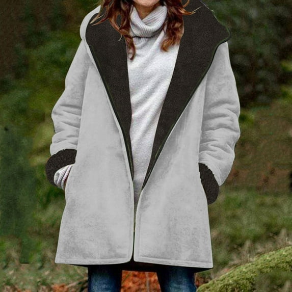 HTNBO Womens Winter Coats Outerwear Ladies Fleece Jackets with Hood Long Coats for Cold Weather Time and