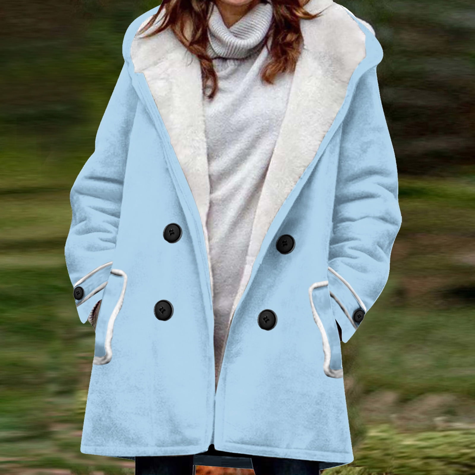 HTNBO Womens Winter Coats Outerwear Ladies Fleece Jackets with Hood