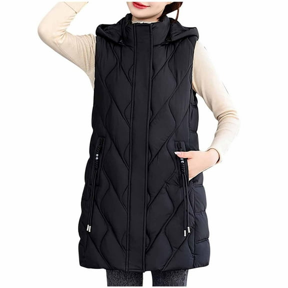 HTNBO Womens Winter Coats Vest Lightweight Sleeveless Full Zip Puffer Waistcoats Sleeveless Quilted Down Jackets Gilet