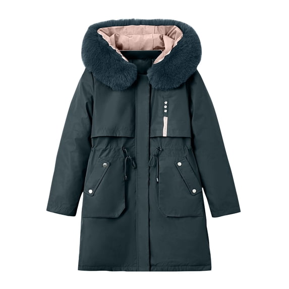 HTNBO Womens Winter Down Coats Zip Up Jacket Warm Heavy Puffer Jackets Mid Length Thickened Windproof Outerwear