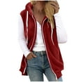 thumbnail image 1 of HTNBO Womens Winter Reversible Vests Oversized Fuzzy Sherpa Fleece Sweater Vest Zip Up Hooded Outwear Coat With Pocket, 1 of 5