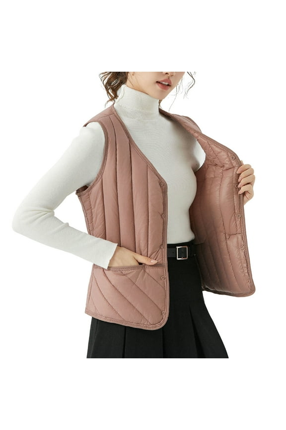 Womens Winter Warm Down Vest White Duck Down Lightweight Solid Puffer Coats Waistcoat Short Down Jackets