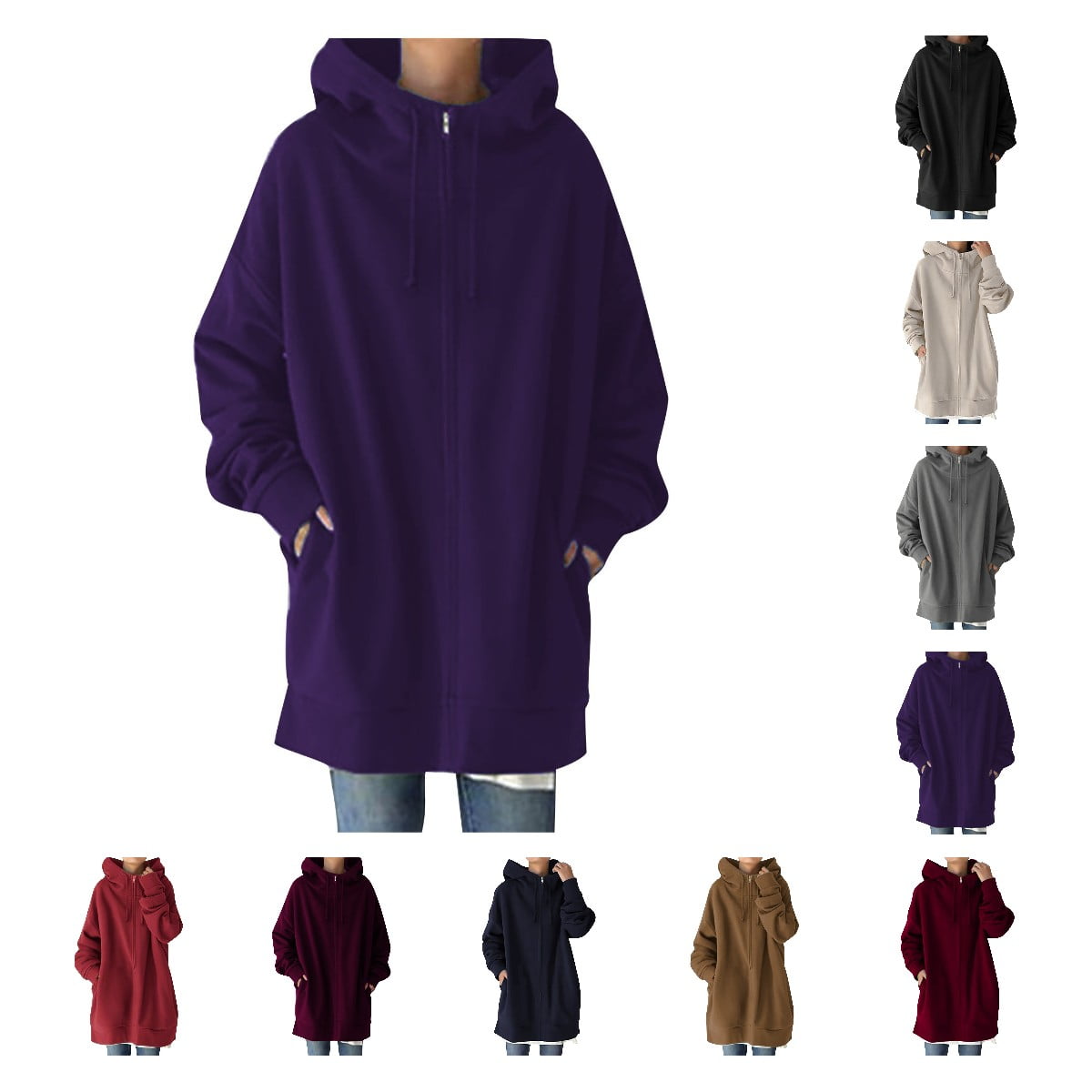 HTNBO Womens Zip Up Hoodies Long Sleeve Fall Hooded HTNBO Womens Zip Up Hoodies Long Sleeve Fall Hooded
