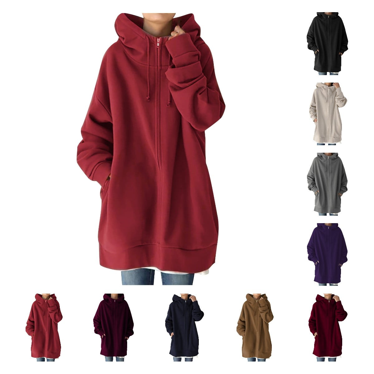 HTNBO Womens Zip Up Hoodies Long Sleeve Fall Hooded HTNBO Womens Zip Up Hoodies Long Sleeve Fall Hooded