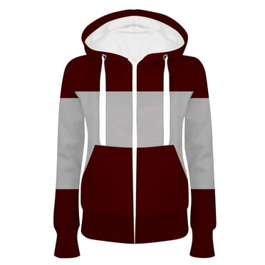 HTNBO with Hood Slim Hoodies for Women Full Zip Striped Graphic Zip up Sweatshirts Plus Size Gifts