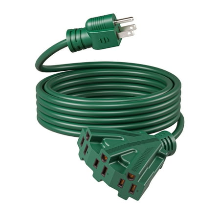 DEWENWILS 20 ft Outdoor Extension Cord with Multiple 3 Outlets 3 Prong 16 AWG SJTW for Outside Green Color