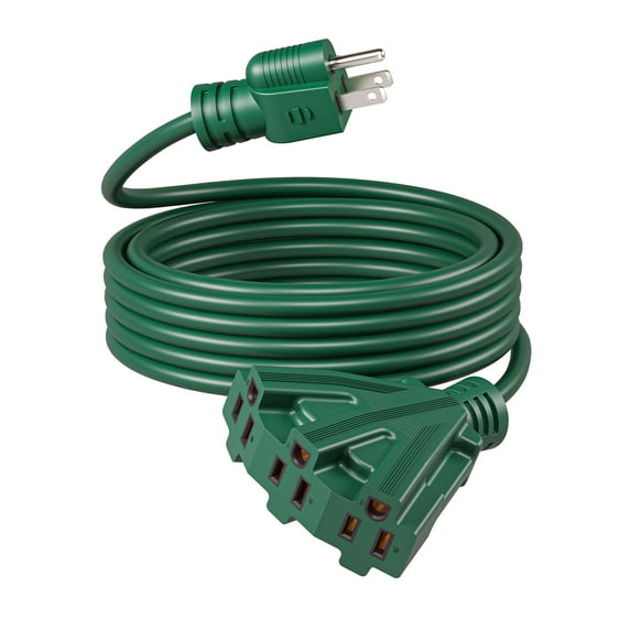 DEWENWILS 20 ft Outdoor Extension Cord with Multiple 3 Outlets 3 Prong 16 AWG SJTW for Outside Green Color