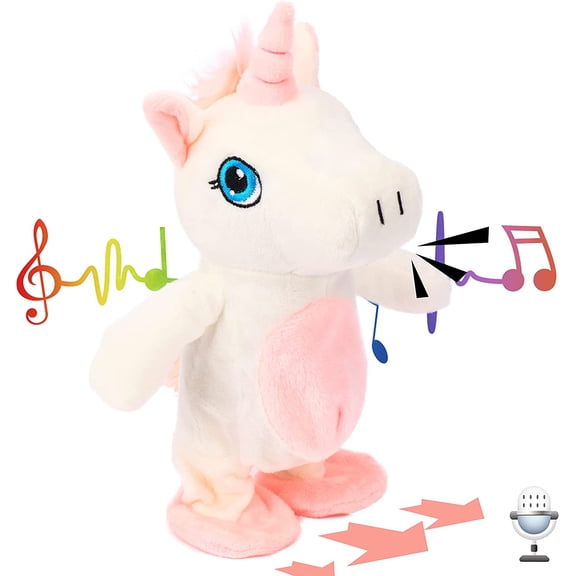 HTOY Talking Unicorn Repeats What You Say Walking Electric Interactive Animated Toy Speaking Plush Buddy Gifts for Toddlers Birthday