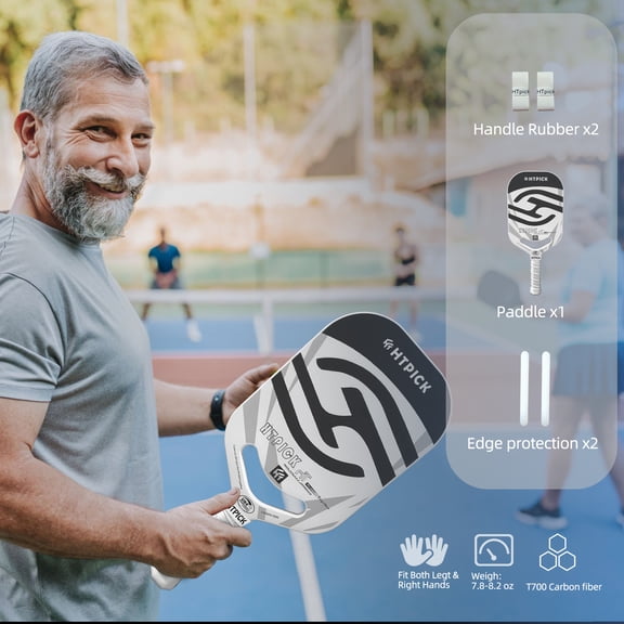 HTPICK Thermoformed Pickleball Paddle Set - T700 Carbon Fiber Surface, 16mm Honeycomb Core, Includes Paddle, 2 Overgrips & 2 Edge Guards,1 Pickleball Paddle Cover USAPA Approved