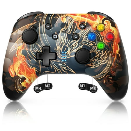 HTQ Wireless Switch Controller with LED, Dual Vibration, 6-Axis Motion, Bluetooth Gaming Controller for Nintendo Switch Lite/Switch OLED/PC Windows/Android/IOS